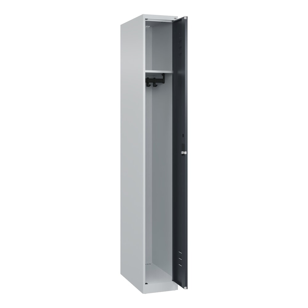 C+P Spind Classic PLUS, 1 Abteil, HxBxT 1.850 x 250 x 500 mm, lichtgrau, anthrazitgrau, Zylinderschloss, ohne Mitteltrennwand