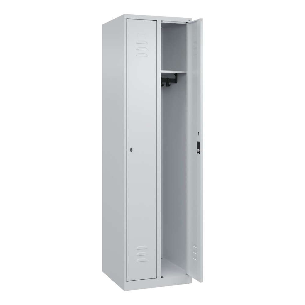 C+P Spind Classic PLUS, 2 Abteile, HxBxT 1.850 x 500 x 500 mm, lichtgrau, lichtgrau, Zylinderschloss, ohne Mitteltrennwand
