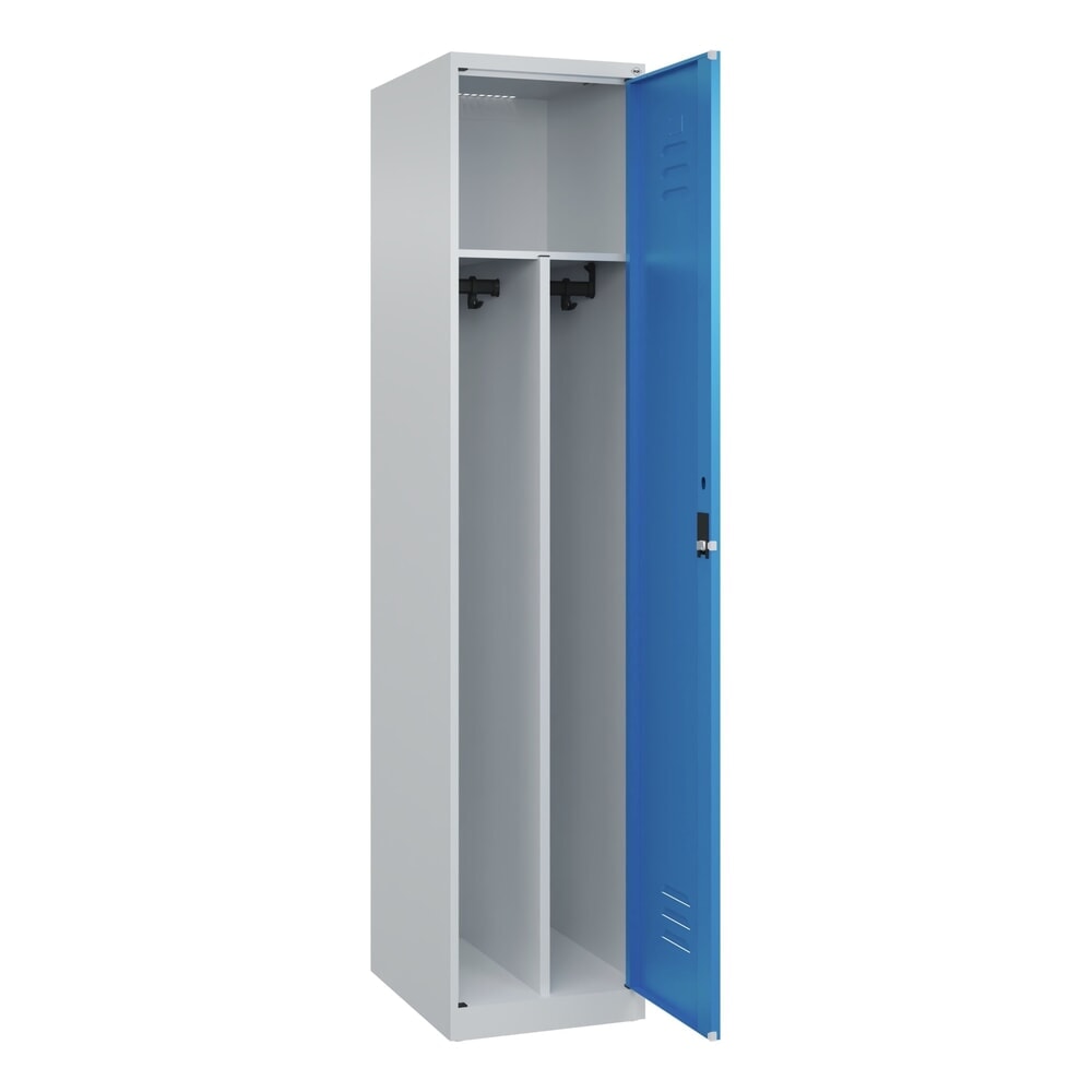 C+P Spind Classic PLUS, 1 Abteil, HxBxT 1.850 x 400 x 500 mm, lichtgrau, lichtblau, Zylinderschloss, mit Mitteltrennwand