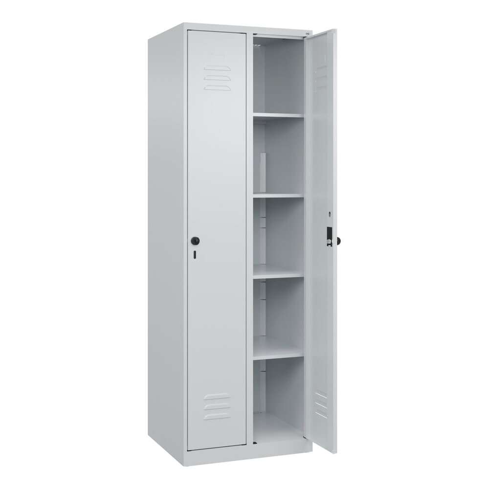 C+P Wäsche-Spind Classic PLUS, 2 Abteile, HxBxT 1.850 x 600 x 500 mm, lichtgrau, lichtgrau, für Vorhängeschloss, ohne Mitteltrennwand