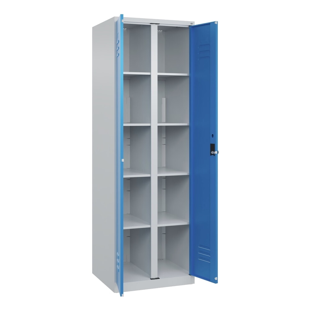 C+P Wäsche-Spind Classic PLUS, 2 Abteile, HxBxT 1.850 x 600 x 500 mm, lichtgrau, lichtblau, für Vorhängeschloss, mit Mitteltrennwand