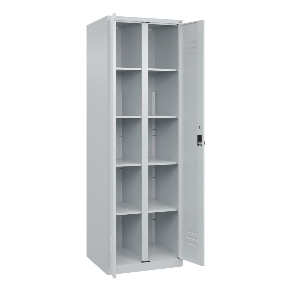 C+P Wäsche-Spind Classic PLUS, 2 Abteile, HxBxT 1.850 x 600 x 500 mm, lichtgrau, lichtgrau, für Vorhängeschloss, mit Mitteltrennwand