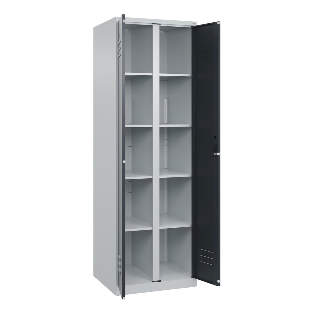C+P Wäsche-Spind Classic PLUS, 2 Abteile, HxBxT 1.850 x 600 x 500 mm, lichtgrau, anthrazitgrau, Zylinderschloss, mit Mitteltrennwand