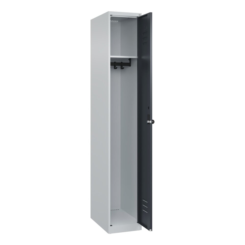 C+P Spind Classic PLUS, 1 Abteil, HxBxT 1.850 x 300 x 500 mm, lichtgrau, anthrazitgrau, für Vorhängeschloss, ohne Mitteltrennwand