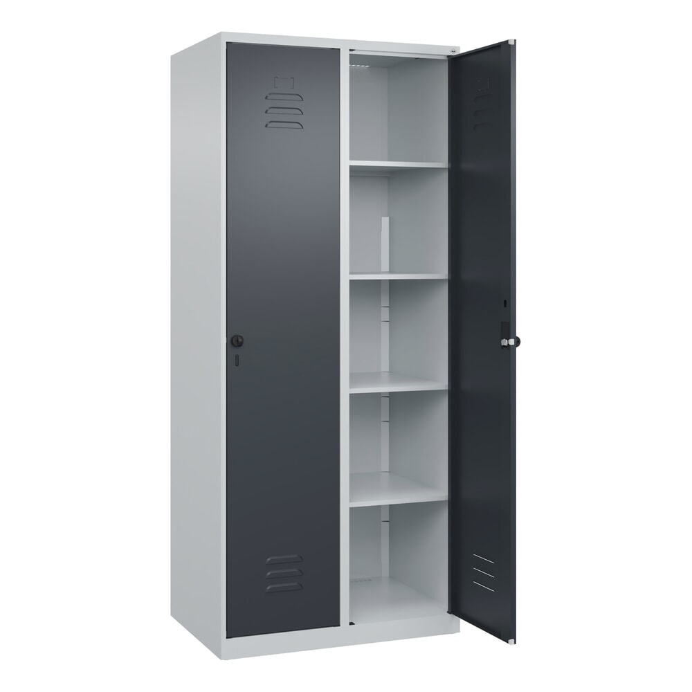C+P Wäsche-Spind Classic PLUS, 2 Abteile, HxBxT 1.850 x 800 x 500 mm, lichtgrau, anthrazitgrau, für Vorhängeschloss, ohne Mitteltrennwand