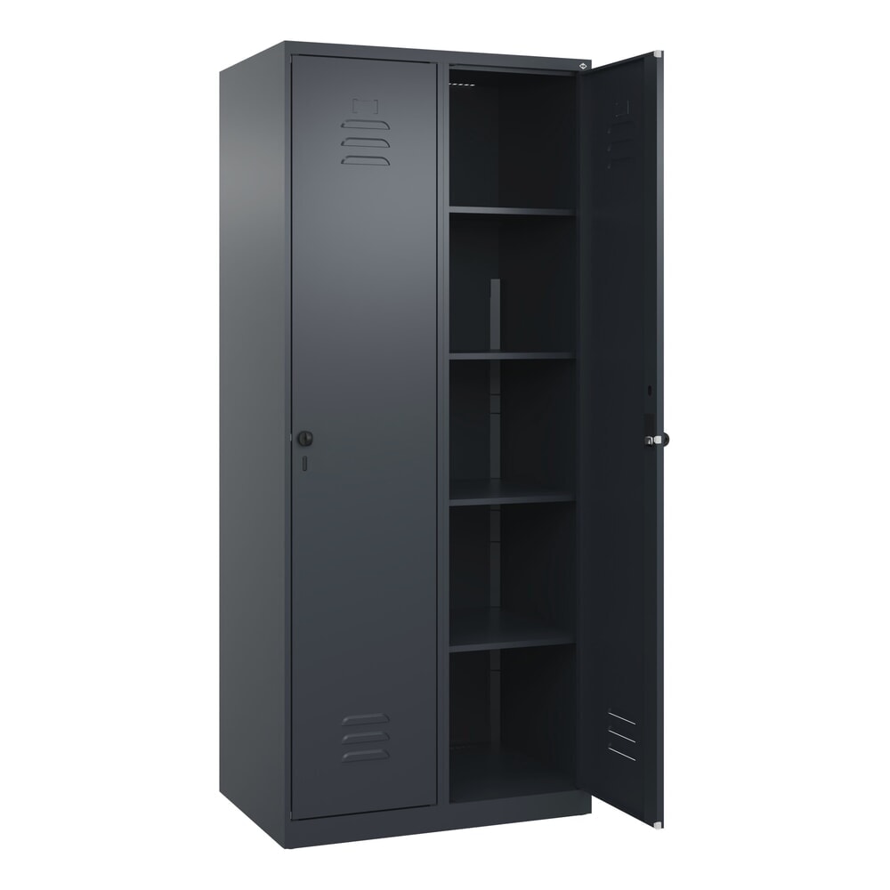 C+P Wäsche-Spind Classic PLUS, 2 Abteile, HxBxT 1.850 x 800 x 500 mm, anthrazitgrau, anthrazitgrau, für Vorhängeschloss, ohne Mitteltrennwand