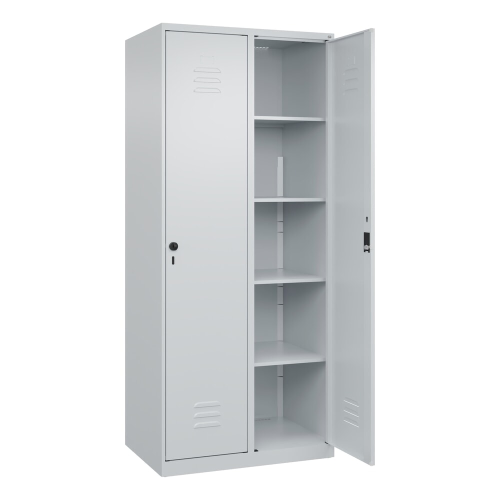 C+P Wäsche-Spind Classic PLUS, 2 Abteile, HxBxT 1.850 x 800 x 500 mm, lichtgrau, lichtgrau, Zylinderschloss, ohne Mitteltrennwand