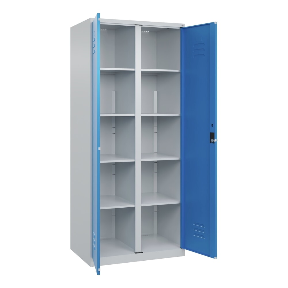 C+P Wäsche-Spind Classic PLUS, 2 Abteile, HxBxT 1.850 x 800 x 500 mm, lichtgrau, lichtblau, für Vorhängeschloss, mit Mitteltrennwand