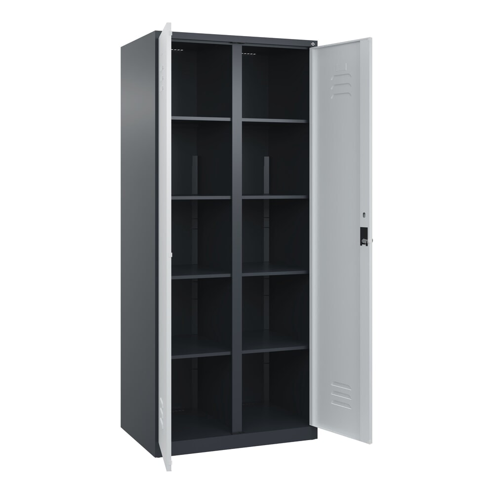 C+P Wäsche-Spind Classic PLUS, 2 Abteile, HxBxT 1.850 x 800 x 500 mm, anthrazitgrau, lichtgrau, für Vorhängeschloss, mit Mitteltrennwand