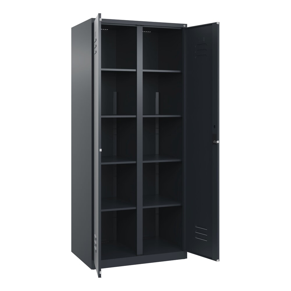 C+P Wäsche-Spind Classic PLUS, 2 Abteile, HxBxT 1.850 x 800 x 500 mm, anthrazitgrau, anthrazitgrau, Zylinderschloss, mit Mitteltrennwand