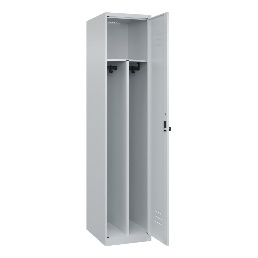 C+P Spind Classic PLUS, 1 Abteil, HxBxT 1.850 x 400 x 500 mm, lichtgrau, lichtgrau, für Vorhängeschloss, mit Mitteltrennwand