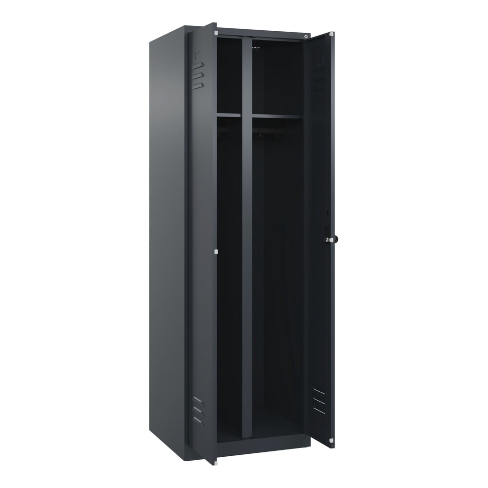 C+P Schwarz-Weiss-Spind Classic PLUS, 2 Abteile, HxBxT 1.850 x 600 x 500 mm, anthrazitgrau, anthrazitgrau, für Vorhängeschloss