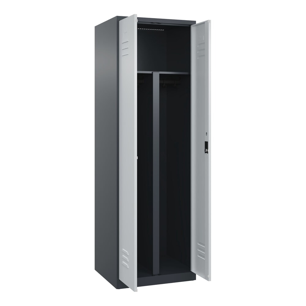 C+P PSA Doppel-Spind Classic PLUS, 2 Abteile, HxBxT 1.850 x 600 x 500 mm, anthrazitgrau, lichtgrau, Zylinderschloss