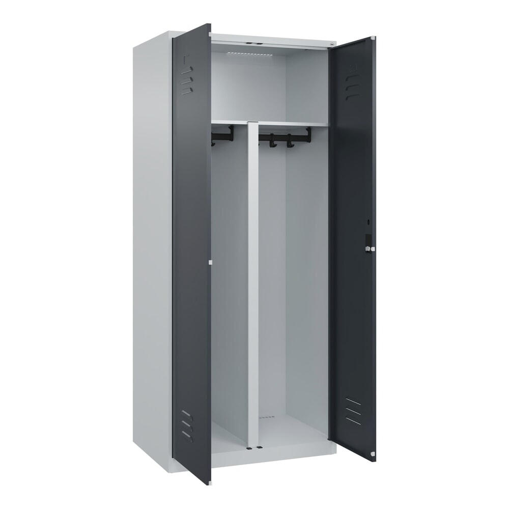 C+P PSA Doppel-Spind Classic PLUS, 2 Abteile, HxBxT 1.850 x 800 x 500 mm, lichtgrau, anthrazitgrau, Zylinderschloss