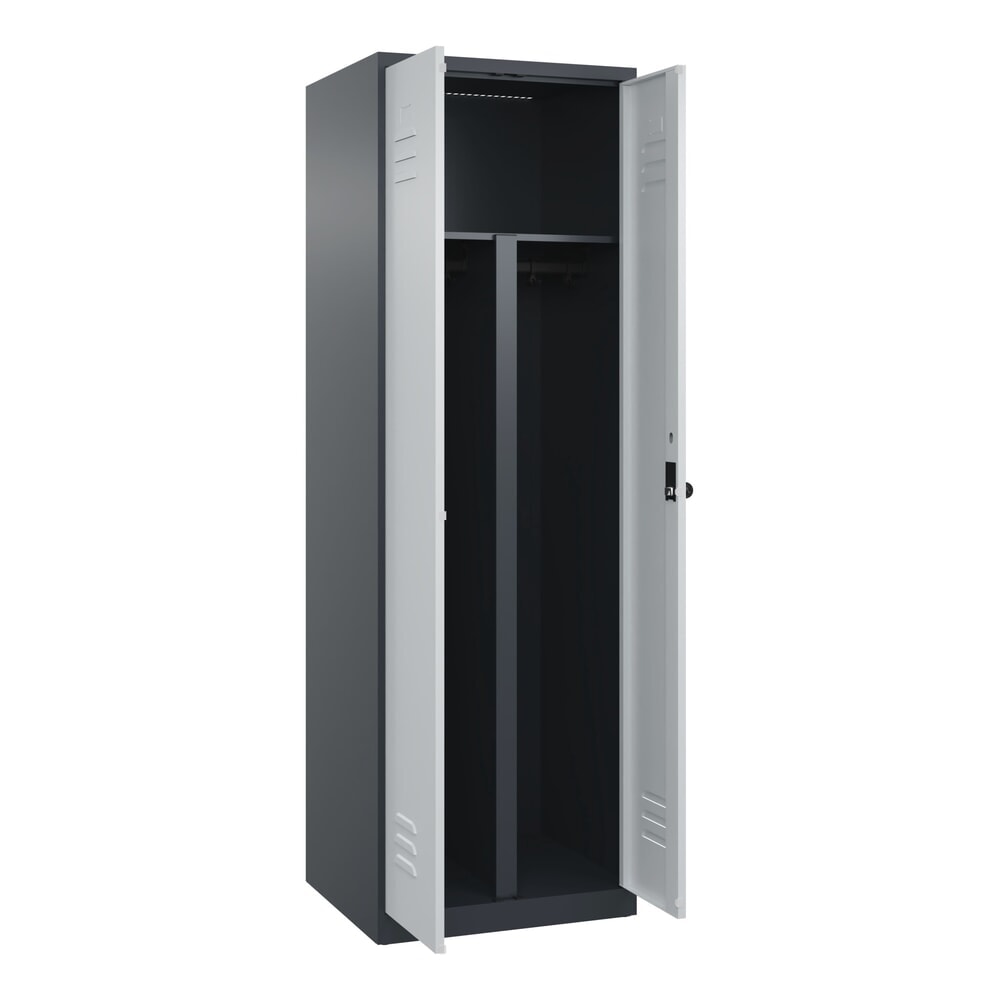 C+P PSA Doppel-Spind Classic PLUS, 2 Abteile, HxBxT 1.850 x 600 x 500 mm, anthrazitgrau, lichtgrau, für Vorhängeschloss