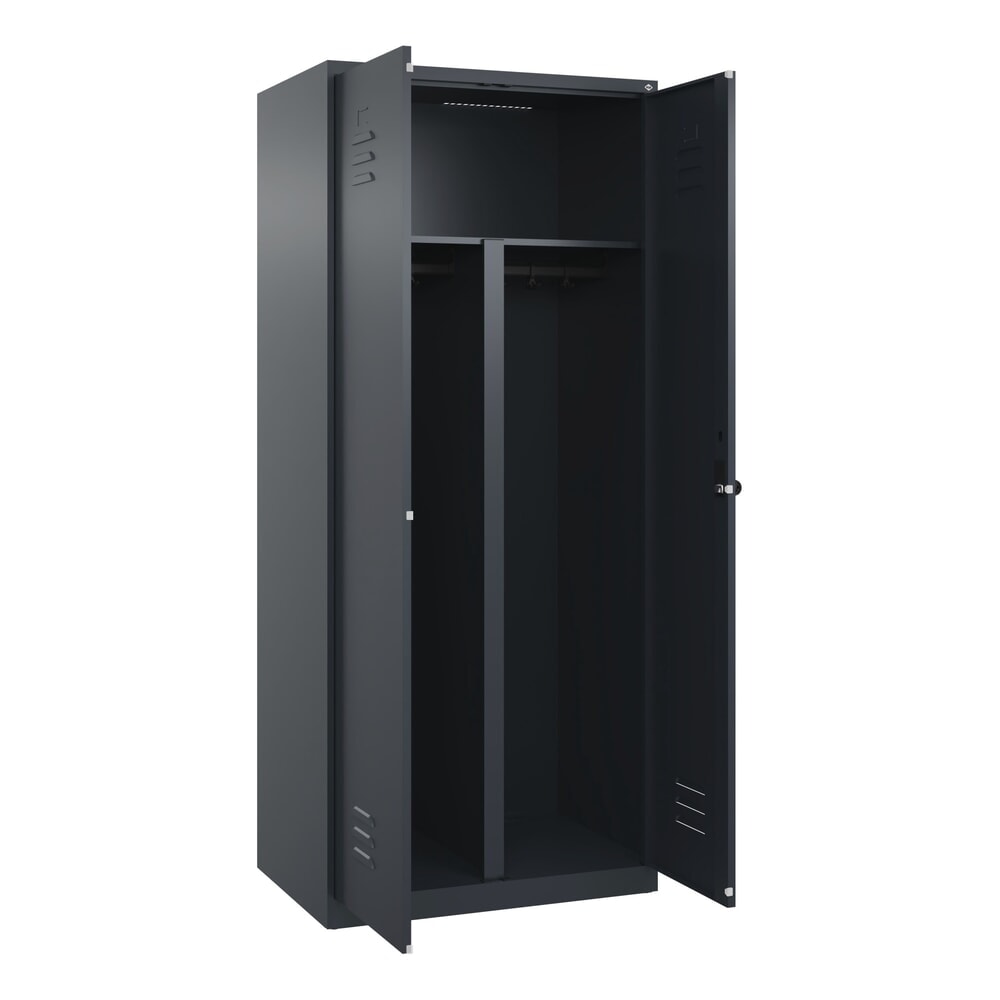 C+P PSA Doppel-Spind Classic PLUS, 2 Abteile, HxBxT 1.850 x 800 x 500 mm, anthrazitgrau, anthrazitgrau, für Vorhängeschloss