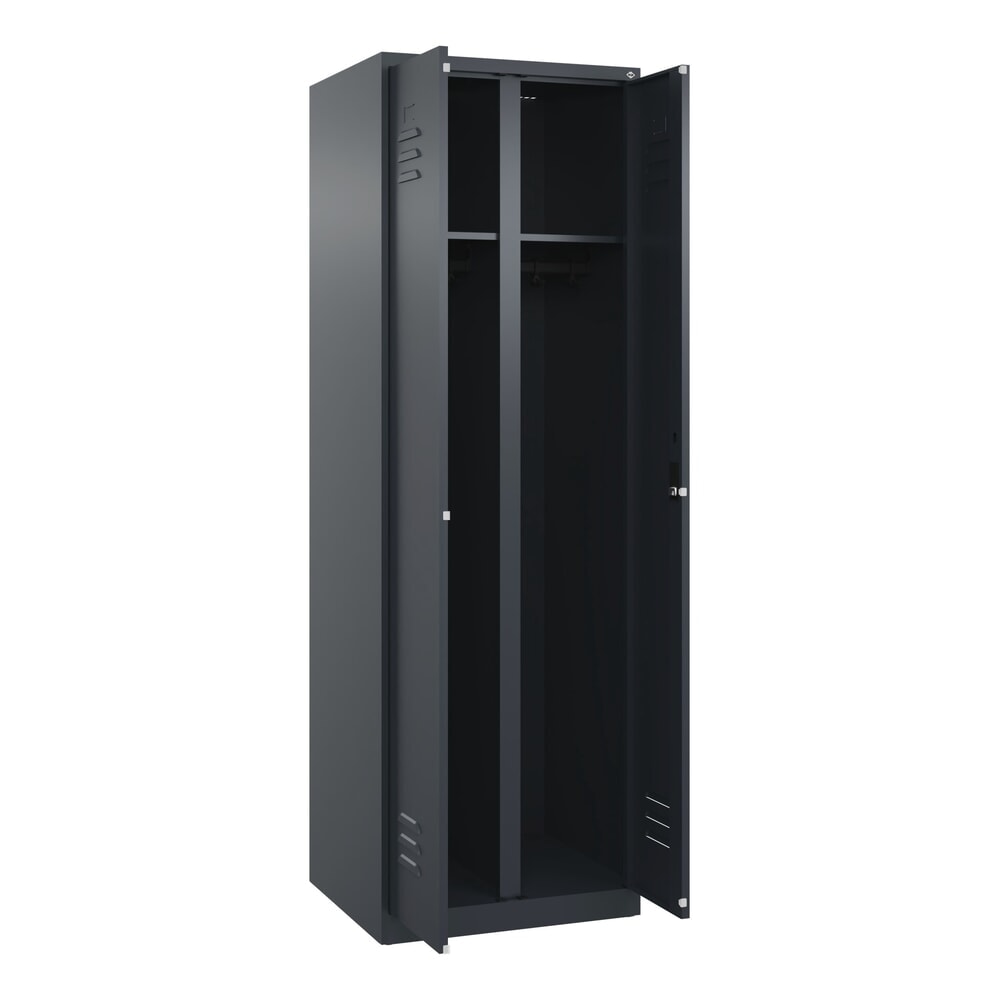 C+P Schwarz-Weiss-Spind Classic PLUS, 2 Abteile, HxBxT 1.850 x 600 x 500 mm, anthrazitgrau, anthrazitgrau, Zylinderschloss