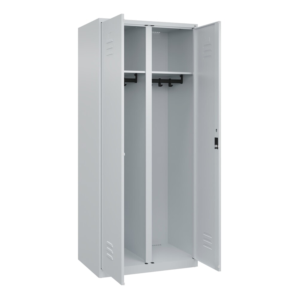 C+P Schwarz-Weiss-Spind Classic PLUS, 2 Abteile, HxBxT 1.850 x 800 x 500 mm, lichtgrau, lichtgrau, Zylinderschloss