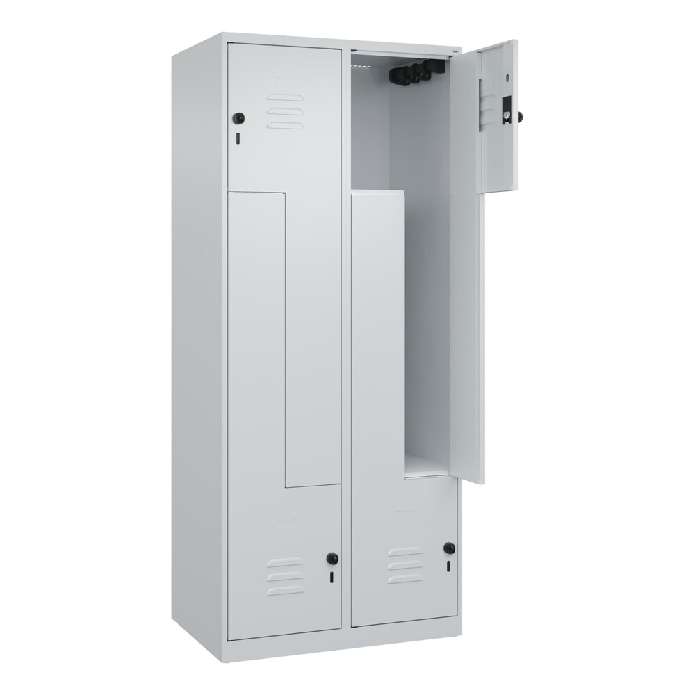 C+P Z-Spind Classic PLUS, 4 Abteile, HxBxT 1.850 x 800 x 500 mm, lichtgrau, lichtgrau, für Vorhängeschloss