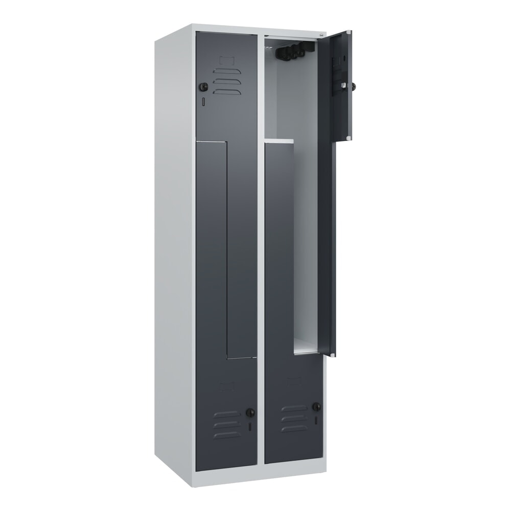 C+P Z-Spind Classic PLUS, 4 Abteile, HxBxT 1.850 x 600 x 500 mm, lichtgrau, anthrazitgrau, für Vorhängeschloss