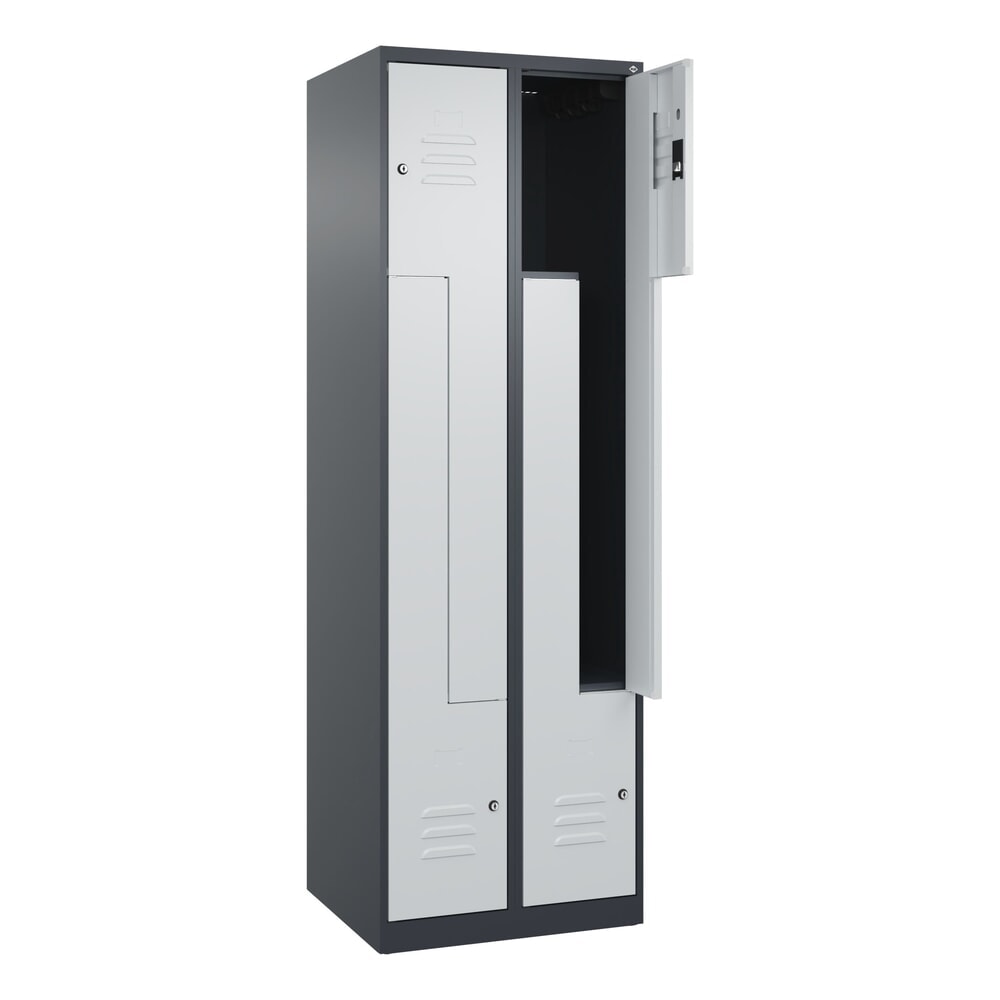 C+P Z-Spind Classic PLUS, 4 Abteile, HxBxT 1.850 x 600 x 500 mm, anthrazitgrau, lichtgrau, Zylinderschloss
