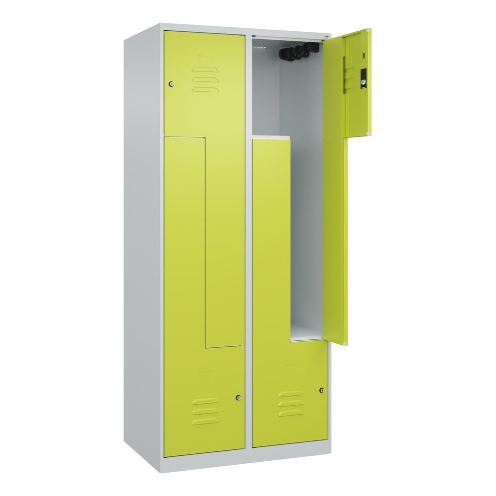 C+P Z-Spind Classic PLUS, 4 Abteile, HxBxT 1.850 x 800 x 500 mm, lichtgrau, clowngrün, Zylinderschloss