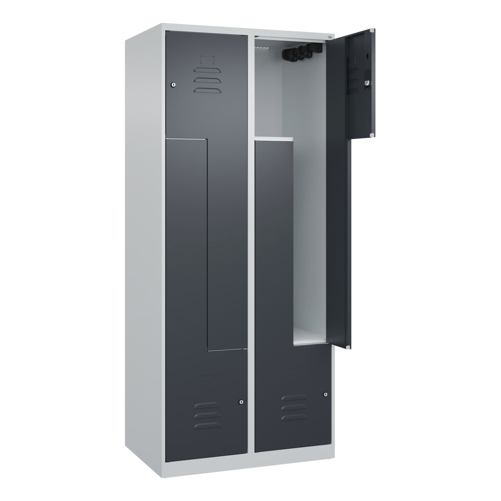 C+P Z-Spind Classic PLUS, 4 Abteile, HxBxT 1.850 x 800 x 500 mm, lichtgrau, anthrazitgrau, Zylinderschloss