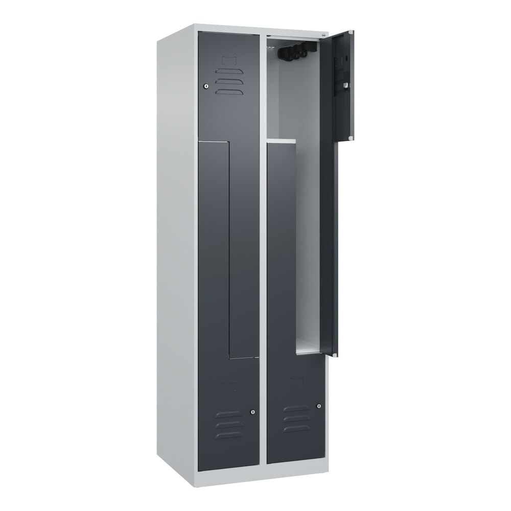 C+P Z-Spind Classic PLUS, 4 Abteile, HxBxT 1.850 x 600 x 500 mm, lichtgrau, anthrazitgrau, Zylinderschloss