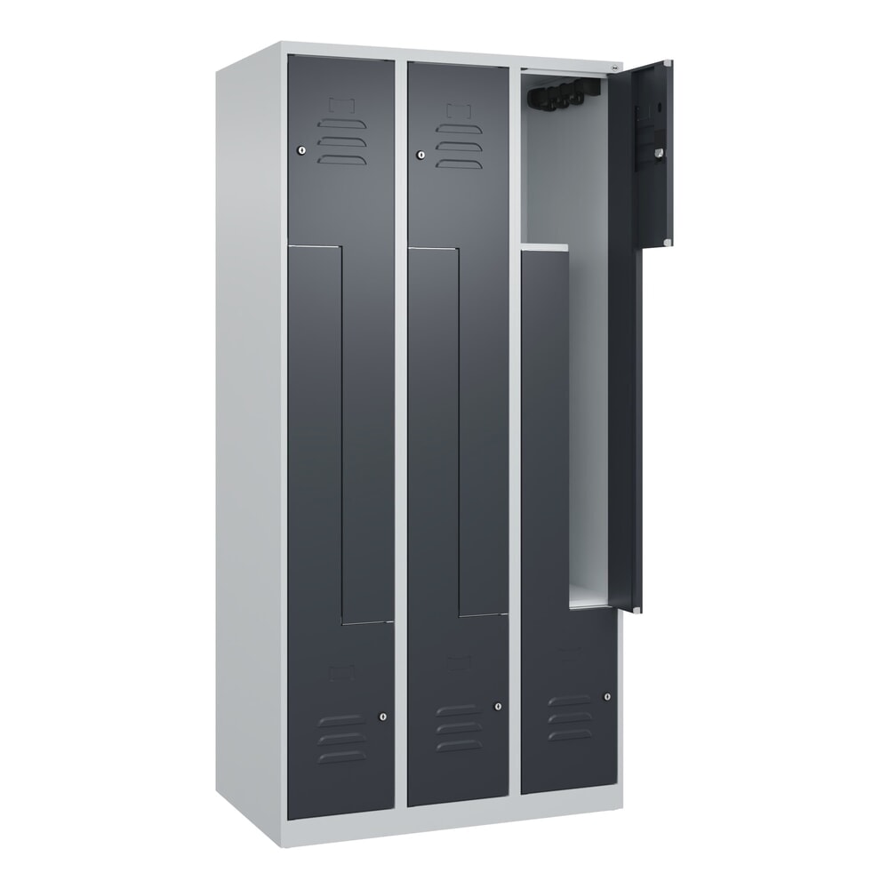 C+P Z-Spind Classic PLUS, 6 Abteile, HxBxT 1.850 x 900 x 500 mm, lichtgrau, anthrazitgrau, Zylinderschloss