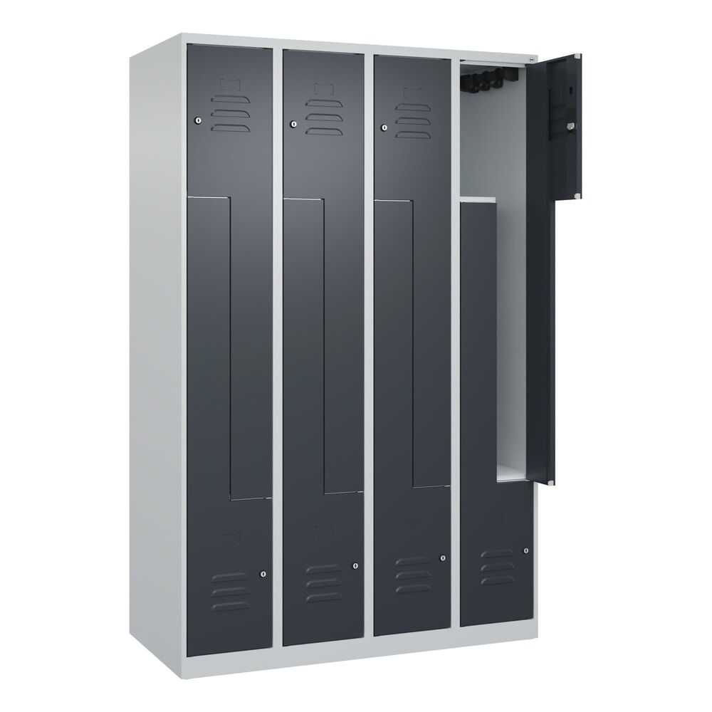 C+P Z-Spind Classic PLUS, 8 Abteile, HxBxT 1.850 x 1.200 x 500 mm, lichtgrau, anthrazitgrau, Zylinderschloss