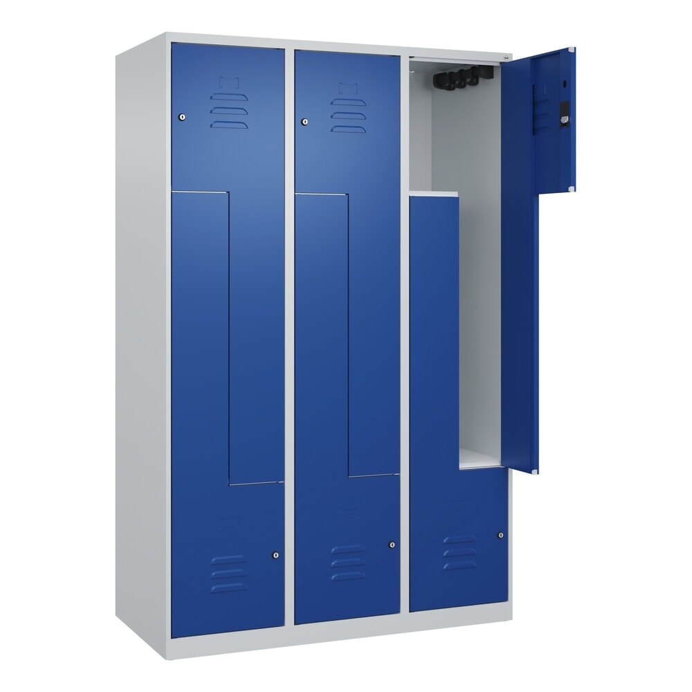 C+P Z-Spind Classic PLUS, 6 Abteile, HxBxT 1.850 x 1.200 x 500 mm, lichtgrau, enzianblau, Zylinderschloss