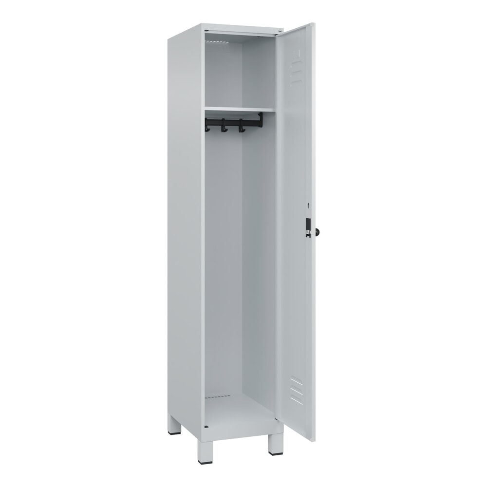 C+P Spind Classic PLUS, Füsse, 1 Abteil, HxBxT 1.950 x 400 x 500 mm, lichtgrau, lichtgrau, für Vorhängeschloss, ohne Mitteltrennwand