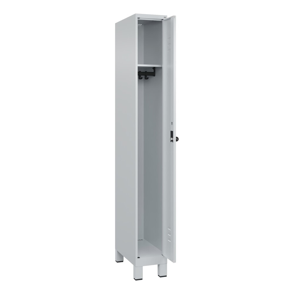 C+P Spind Classic PLUS, Füsse, 1 Abteil, HxBxT 1.950 x 250 x 500 mm, lichtgrau, lichtgrau, für Vorhängeschloss, ohne Mitteltrennwand