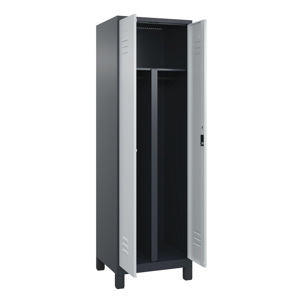 C+P PSA Doppel-Spind Classic PLUS, Füsse, 2 Abteile, HxBxT 1.950 x 600 x 500 mm, anthrazitgrau, lichtgrau, Zylinderschloss