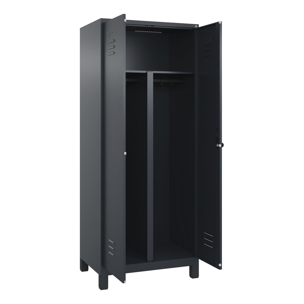 C+P PSA Doppel-Spind Classic PLUS, Füsse, 2 Abteile, HxBxT 1.950 x 800 x 500 mm, anthrazitgrau, anthrazitgrau, für Vorhängeschloss