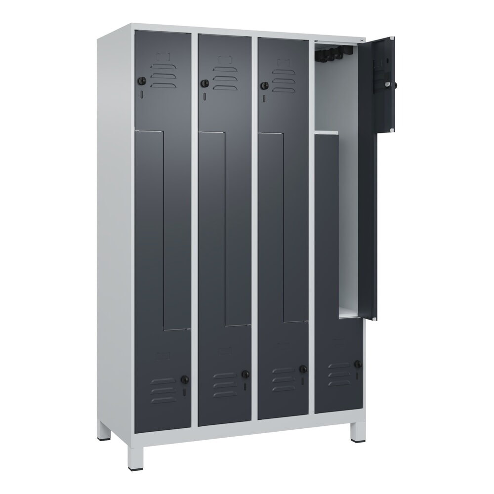 C+P Z-Spind Classic PLUS, Füsse, 8 Abteile, HxBxT 1.950 x 1.200 x 500 mm, lichtgrau, anthrazitgrau, für Vorhängeschloss