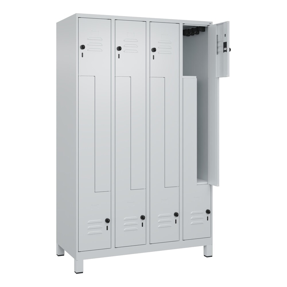 C+P Z-Spind Classic PLUS, Füsse, 8 Abteile, HxBxT 1.950 x 1.200 x 500 mm, lichtgrau, lichtgrau, für Vorhängeschloss