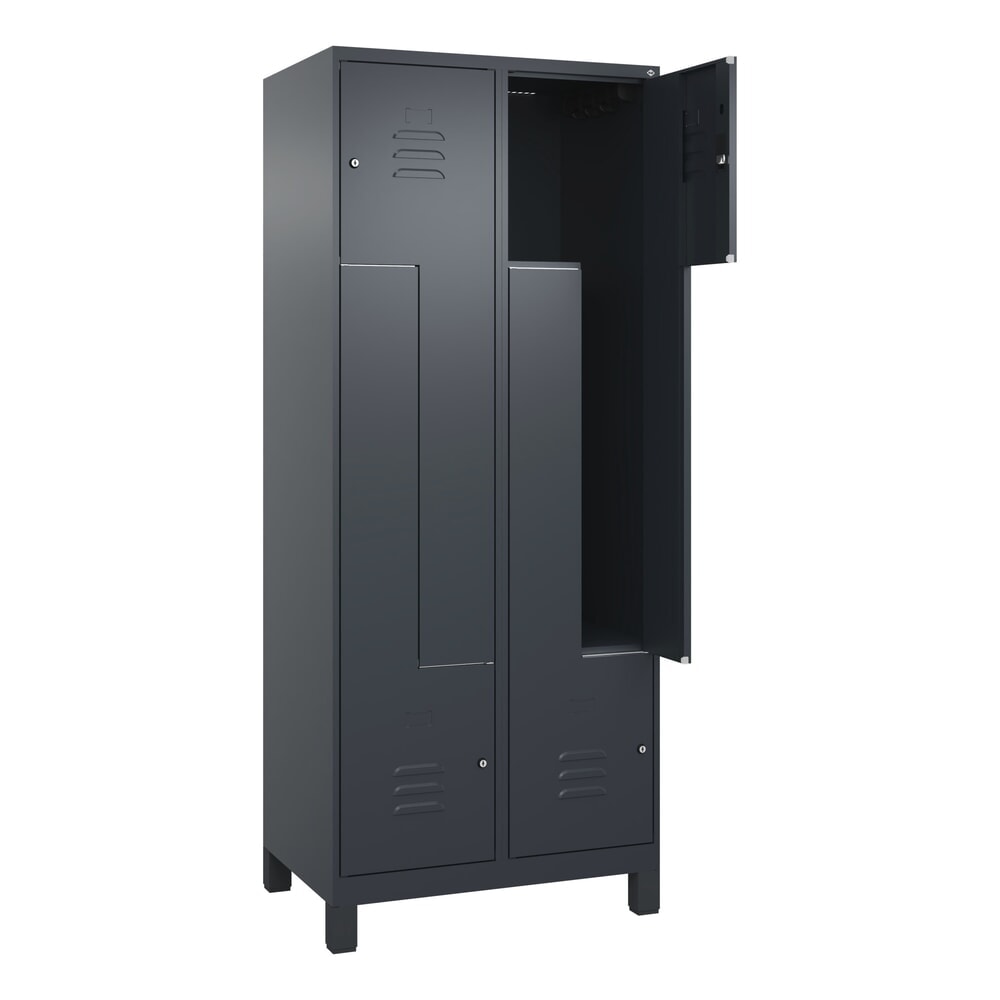 C+P Z-Spind Classic PLUS, Füsse, 4 Abteile, HxBxT 1.950 x 800 x 500 mm, anthrazitgrau, anthrazitgrau, Zylinderschloss