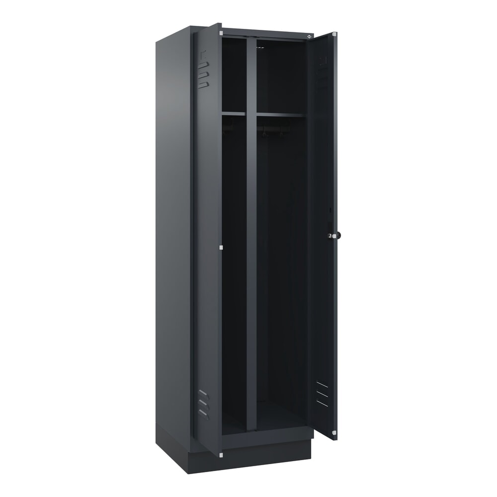 C+P Schwarz-Weiss-Spind Classic PLUS, Sockel, 2 Abteile, HxBxT 1.950 x 600 x 500 mm, anthrazitgrau, anthrazitgrau, für Vorhängeschloss