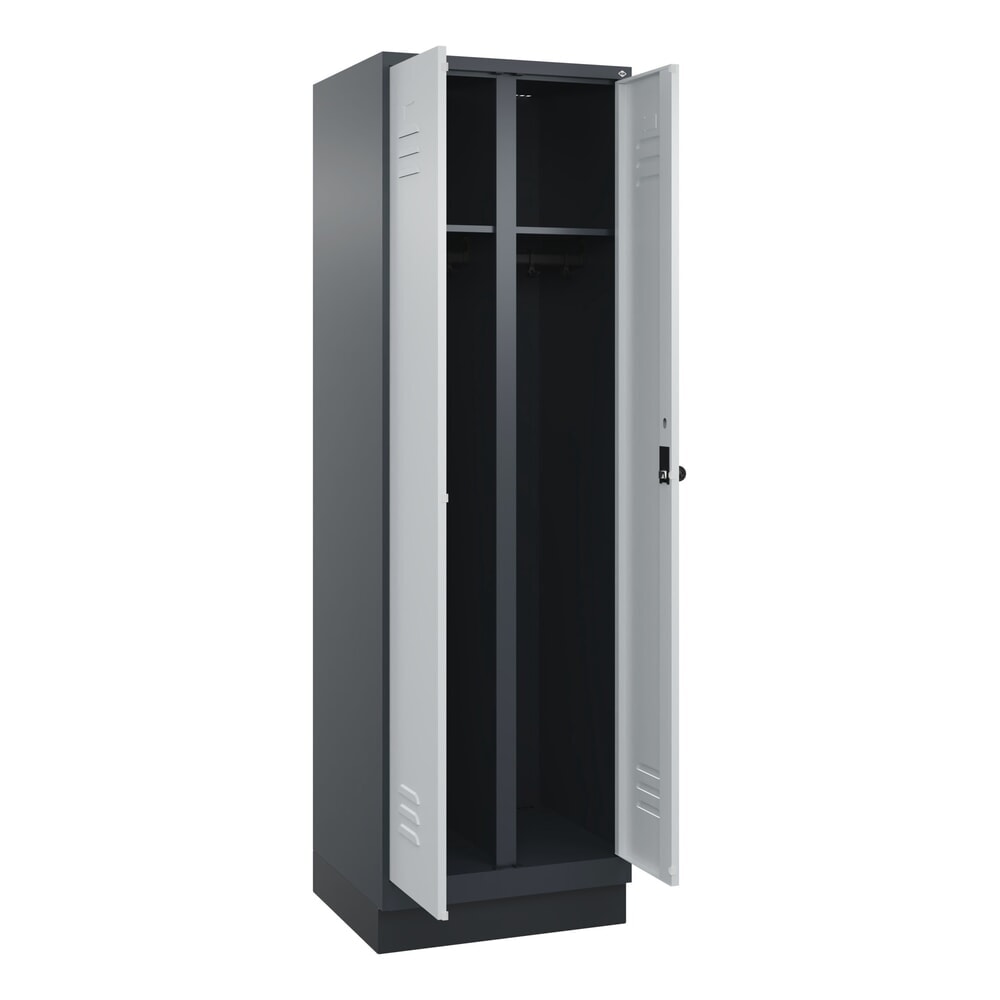 C+P Schwarz-Weiss-Spind Classic PLUS, Sockel, 2 Abteile, HxBxT 1.950 x 600 x 500 mm, anthrazitgrau, lichtgrau, für Vorhängeschloss