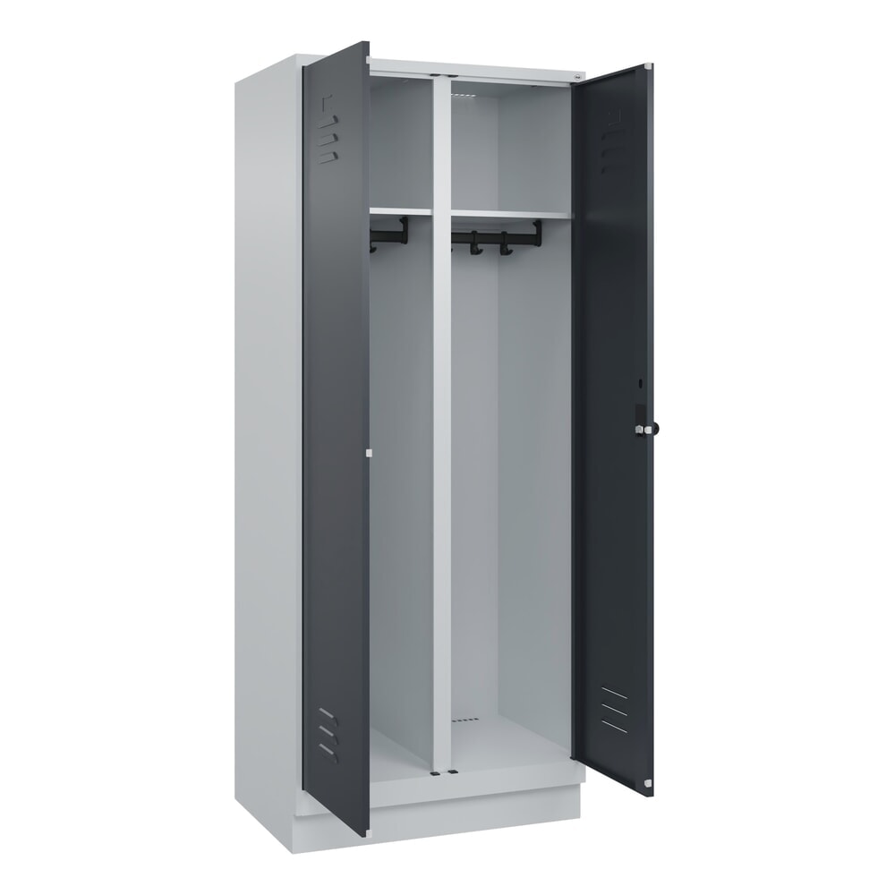 C+P Schwarz-Weiss-Spind Classic PLUS, Sockel, 2 Abteile, HxBxT 1.950 x 800 x 500 mm, lichtgrau, anthrazitgrau, für Vorhängeschloss