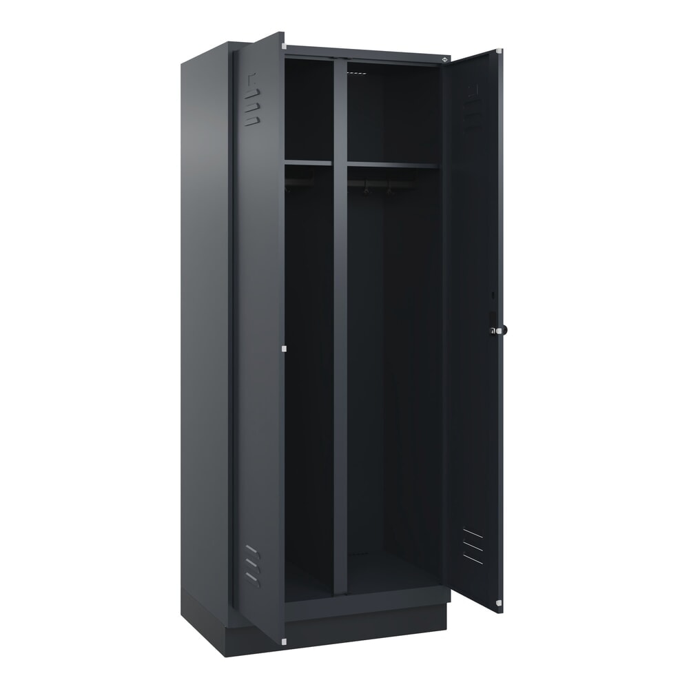 C+P Schwarz-Weiss-Spind Classic PLUS, Sockel, 2 Abteile, HxBxT 1.950 x 800 x 500 mm, anthrazitgrau, anthrazitgrau, für Vorhängeschloss