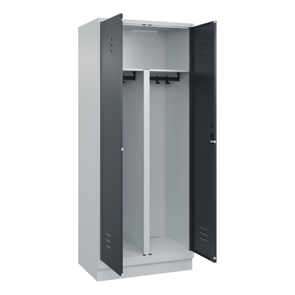 C+P PSA Doppel-Spind Classic PLUS, Sockel, 2 Abteile, HxBxT 1.950 x 800 x 500 mm, lichtgrau, anthrazitgrau, Zylinderschloss