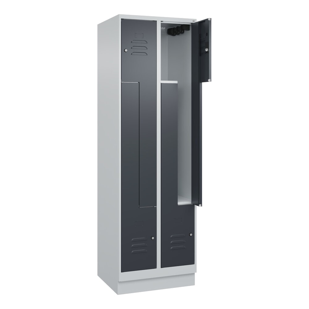 C+P Z-Spind Classic PLUS, Sockel, 4 Abteile, HxBxT 1.950 x 600 x 500 mm, lichtgrau, anthrazitgrau, Zylinderschloss