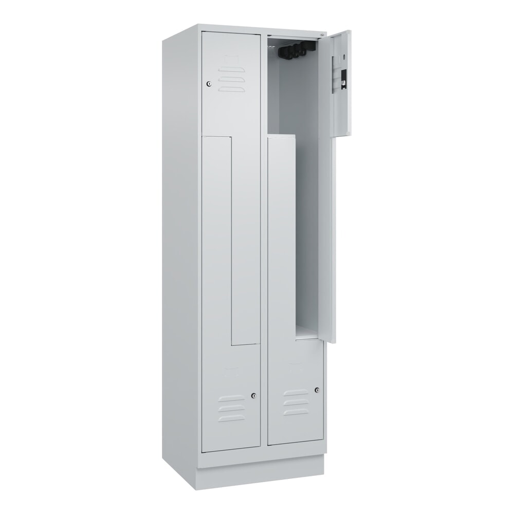 C+P Z-Spind Classic PLUS, Sockel, 4 Abteile, HxBxT 1.950 x 600 x 500 mm, lichtgrau, lichtgrau, Zylinderschloss