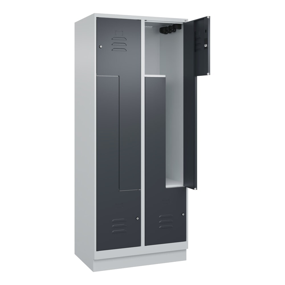 C+P Z-Spind Classic PLUS, Sockel, 4 Abteile, HxBxT 1.950 x 800 x 500 mm, lichtgrau, anthrazitgrau, Zylinderschloss