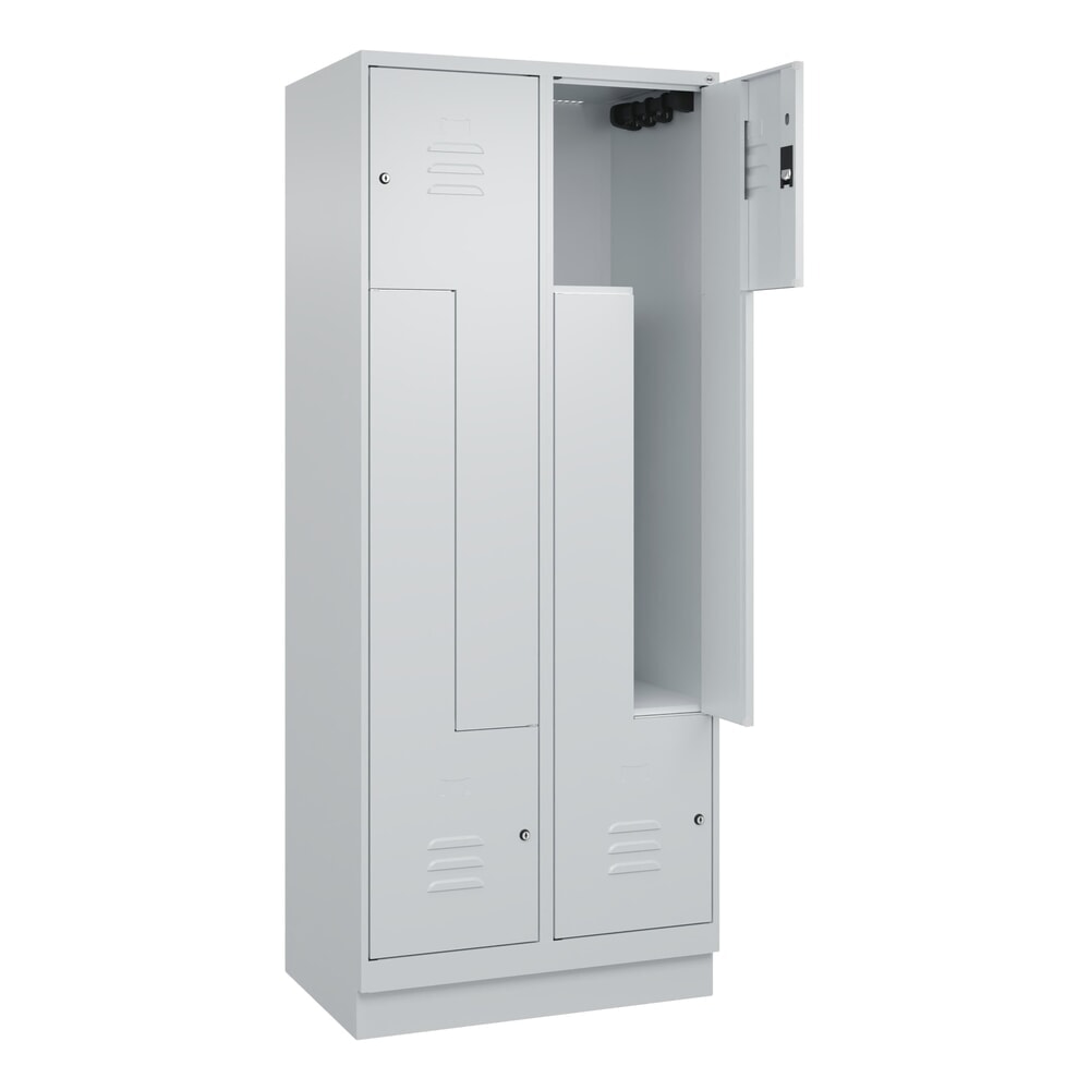 C+P Z-Spind Classic PLUS, Sockel, 4 Abteile, HxBxT 1.950 x 800 x 500 mm, lichtgrau, lichtgrau, Zylinderschloss