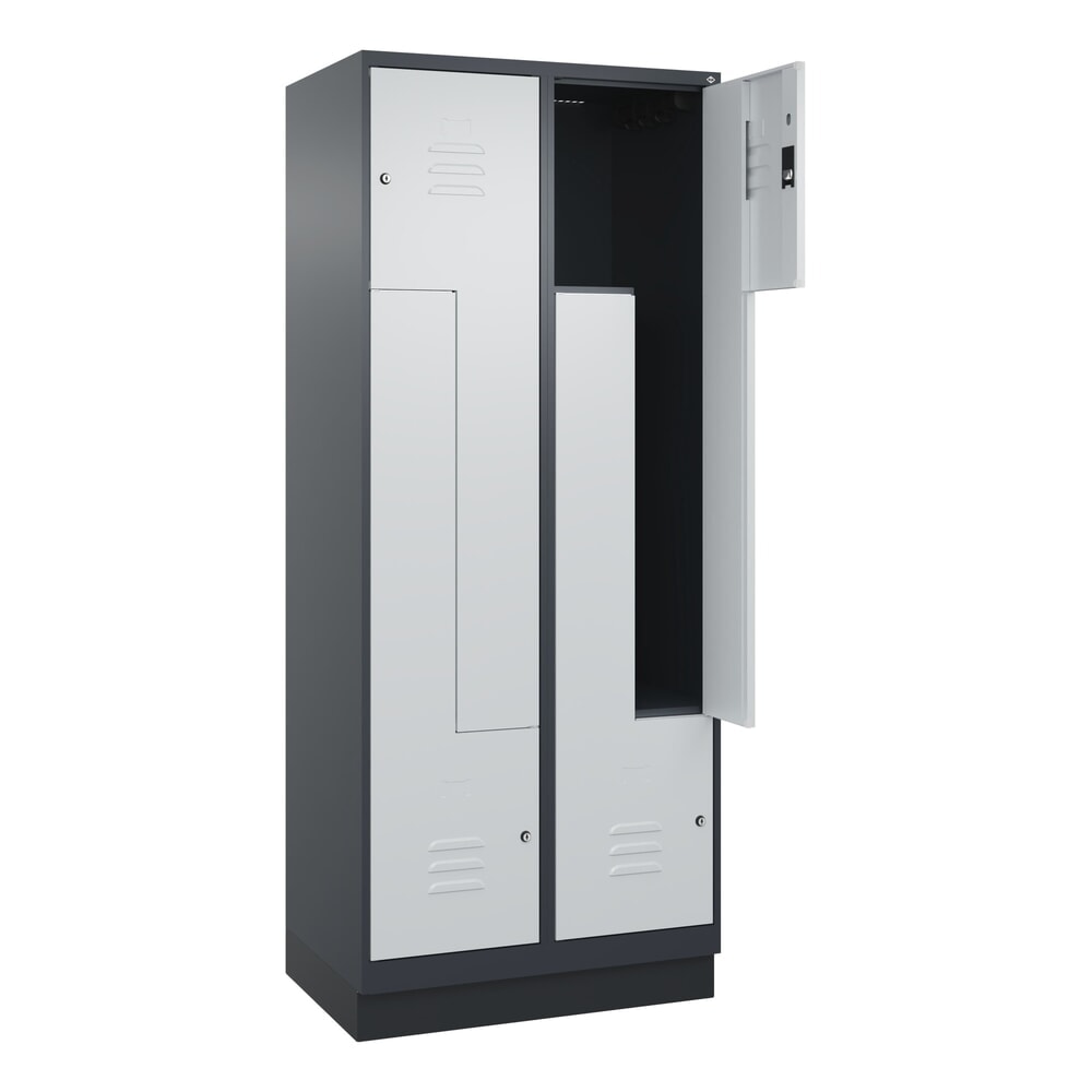 C+P Z-Spind Classic PLUS, Sockel, 4 Abteile, HxBxT 1.950 x 800 x 500 mm, anthrazitgrau, lichtgrau, Zylinderschloss