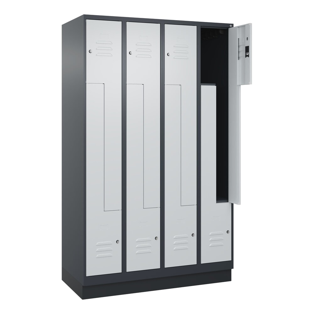 C+P Z-Spind Classic PLUS, Sockel, 8 Abteile, HxBxT 1.950 x 1.200 x 500 mm, anthrazitgrau, lichtgrau, Zylinderschloss