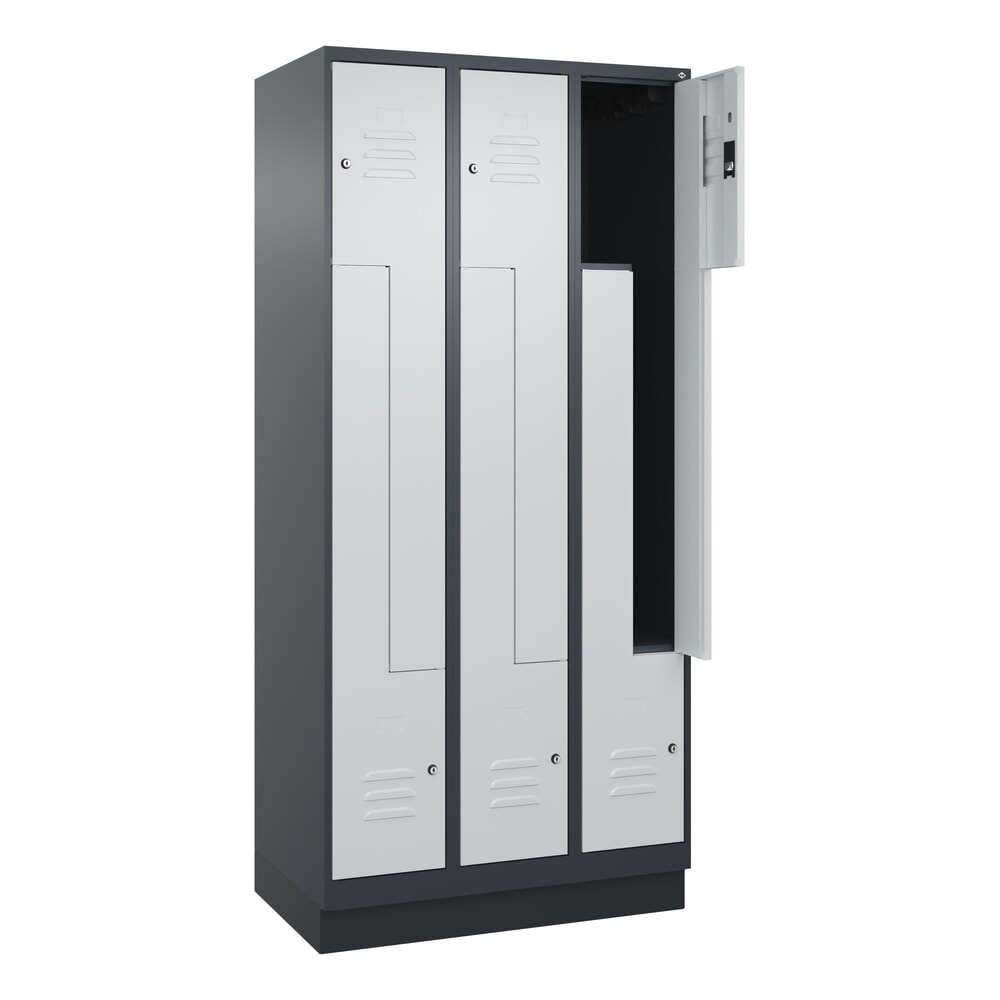 C+P Z-Spind Classic PLUS, Sockel, 6 Abteile, HxBxT 1.950 x 900 x 500 mm, anthrazitgrau, lichtgrau, Zylinderschloss